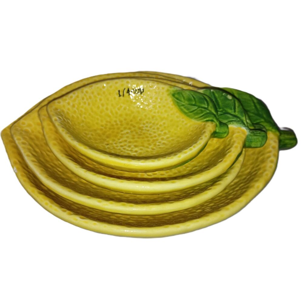 ARLINGTON DESIGNS: Lemon Ceramic Nesting Measuring Cups - Set of 4